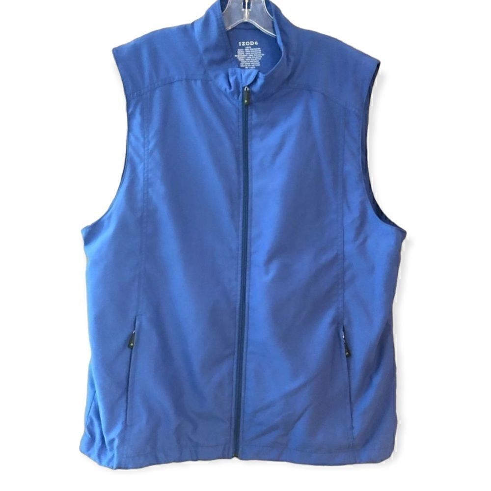 IZOD Sz L Blue Puffer Athleisure Golf Outdoor Camping Hiking ZIP-Up Vest